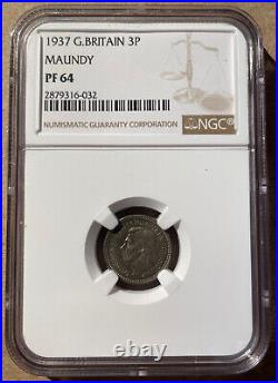 1937 Great Britain Threepence Maundy Ngc Pf 64 Proof Silver