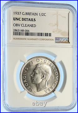 1937 Great Britain UK King George VI Old SILVER 1/2 Half Crown Coin NGC i98417