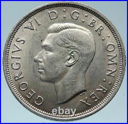 1937 Great Britain United Kingdom w UK GEORGE VI Large Silver Crown Coin i82929