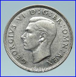 1943 Great Britain UK United Kingdom King George VI SILVER 2 SHILLNG Coin i83080