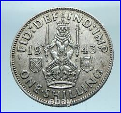 1943 Great Britain UK United Kingdom SILVER SHILLING Coin King George VI i78162