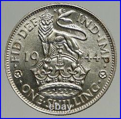 1944 Great Britain UK United Kingdom SILVER SHILLING Coin King George VI i93523