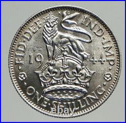 1944 Great Britain UK United Kingdom SILVER SHILLING Coin King George VI i93759