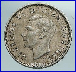 1946 United Kingdom UK Great Britain GEORGE VI LION Silver Shilling Coin i84219