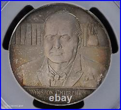 1965 Great Britain Death of Winston Churchill Silver Toned Medal PCGS SP 67 La