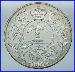 1977 GREAT BRITAIN United Kingdom Queen Elizabeth II SILVER 25 Pence Coin i85555