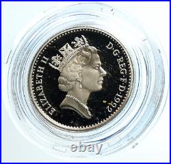 1992 GREAT BRITAIN UK Queen Elizabeth II Lion PROOF SILVER 10 Pence Coin i103943