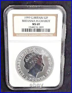 1998 Ngc Ms-69 Great Britain 2 Pounds Slabbed As 1999