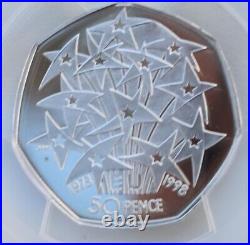 1998 Silver Proof 50p EEC EU PR70 DCAM PCGS Royal Mint Great Britain TOP POP