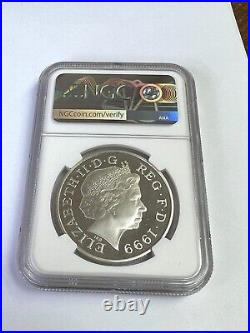 1999 Great Britain Silver 5 Pounds, Princess Diana PROOF, NGC PF-69 Ultra Cameo