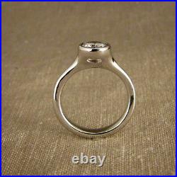 1.00 ct Bezel Set Diamond Wedding Ring Sterling Silver VVS1/D Jewelry Size J