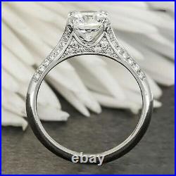 1.97 Ct VVS1/D Round Cut Diamond Engagement Ring Sterling Silver Wedding Ring