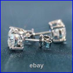 1ct Diamond Earrings White Gold & Gift Box Lab-Created VVS1/D/Excellent