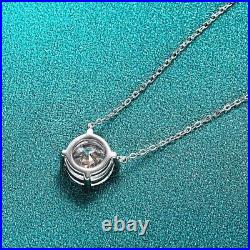 1ct Diamond Four Claws Pendant Necklace & Gift Box Lab-Created VVS1/D/Excellent