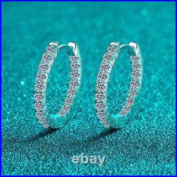 1ct Diamond Hoop Earrings Platinum & Gift Box Lab-Created VVS1/D/Excellent Ring