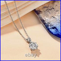 1ct Diamond Necklace Pendant White Gold & Gift Box Lab-Created VVS1/D/Excellent