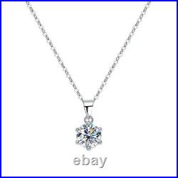 1ct Diamond Six Claws Pendant Necklace & Gift Box Lab-Created VVS1/D/Excellent