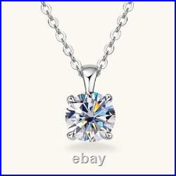 1ct Lab Created Necklace in White Gold Round Cut VVS1/D/3EX Diamond Test Pass