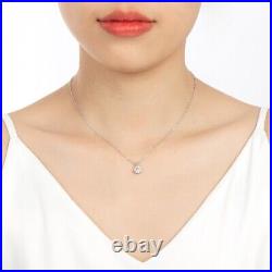 1ct Lab Created Necklace in White Gold Round Cut VVS1/D/3EX Diamond Test Pass