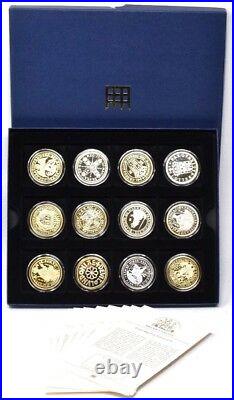 2000s Silver Proof Historic Coins Great Britain Museum Collection 12 Coin Set