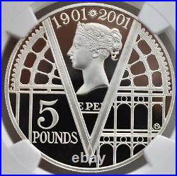 2001 Silver £5 Victoria 100th Proof NGC PF69 Great Britain Five Pound