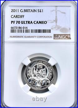 2011 Silver £1 Cardiff Proof One Pound Coin NGC PF70 Great Britain Royal Mint