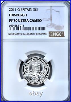 2011 Silver £1 Edinburgh Proof NGC PF70 Great Britain Top Pop Finest Known