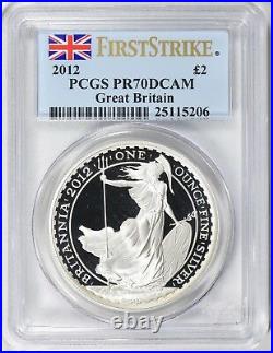 2012 Silver Great Britain Britannia PR70 DCAM PCGS First Strike 4 Proof Coin set