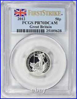 2012 Silver Great Britain Britannia PR70 DCAM PCGS First Strike 4 Proof Coin set