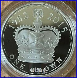 2014 Great Britain United Kingdom 5 Pounds Silver Proof Longest Monarch