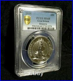 2015 BRITANNIA £50 PCGS MS 68 Gold Shield GREAT BRITAIN 1 oz Silver Coin