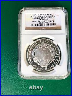 2015 Great Britain Silver 5 Pounds Duke & Duchess of Cambridge NGC Gem Proof