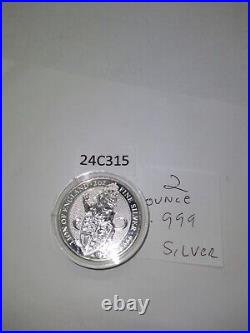 2016 Great Britain 2 ounc. 9999 Silver Queen's Beasts Lion of England 24C315 bb7