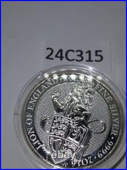 2016 Great Britain 2 ounc. 9999 Silver Queen's Beasts Lion of England 24C315 bb7