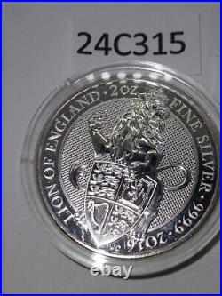 2016 Great Britain 2 ounc. 9999 Silver Queen's Beasts Lion of England 24C315 bb7