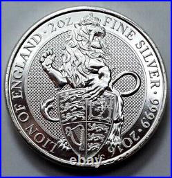 2016 Great Britain 2 oz 9999 Silver Coin Queen's Beasts The Lion of England £5