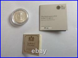2016 Shakespeare £2 1oz Silver Proof Coin from ROYAL MINT VRARE #12