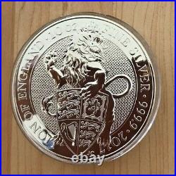 2017 10 oz Silver Queens Beast Lion Coin BU UK Great Britain FIRST ISSUE BU