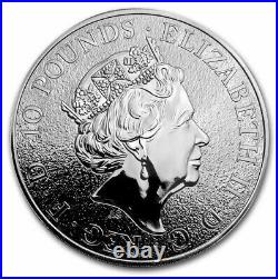 2017 10 oz Silver Queens Beast Lion Coin BU UK Great Britain FIRST ISSUE BU