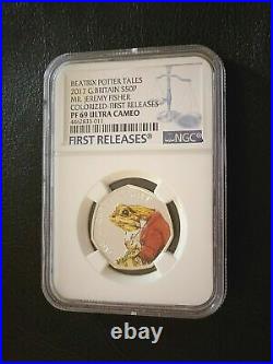 2017 GREAT BRITAIN silver coin BEATRIX POTTER JEREMY FISHER NGC PF69