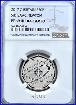 2017 Silver Isaac Newton 50p Proof NGC PF69 Fifty Pence Great Britain