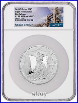 2018 Great Britain Sapphire Coronation 5 oz Silver NGC PF69 UC FR WithBox SKU54198
