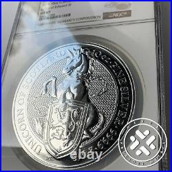 2019 10 Oz Silver Coin Ngc Error Ms 69 Great Britain Queen's Beasts The Unicorn