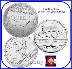 2020-2021 Queen, Elton John, Bowie Great Britain Music Legends 1oz Silver Coins