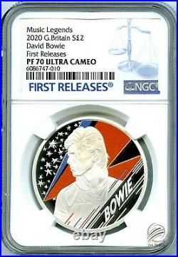 2020 2pd Great Britain 1oz Silver Proof David Bowie Ngc Pf70 Ucam First Releases
