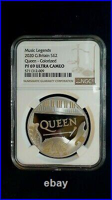 2020 Great Britain NGC PF69 UCAM QUEEN MUSIC LEGENDS Silver 2 POUND COIN