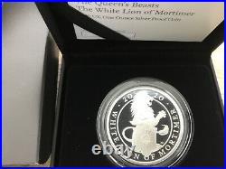 2020 Queens Beasts White Lion of Mortimer £2 1oz Silver Proof Coin Box & COA