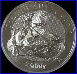 2020 SILVER GREAT BRITAIN 10 POUNDS 10 oz VALIANT ST GEORGE 999.9 IN CAPSULE