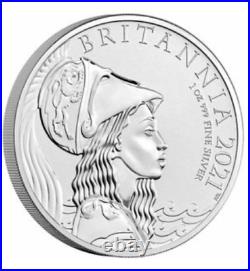 2021 2PD GREAT BRITAIN 1OZ. 999 SILVER BRITANNIA PORTRAIT Premium coin COA & OGP