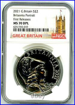 2021 2pd Great Britain 1oz Silver Britannia Portrait Ngc Ms70 Dpl First Releases